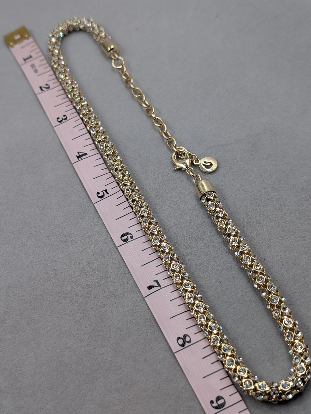 Gloria Vanderbilt Crystal Stone Mesh Gold Tone Necklace | 0131 - Picture 5 of 7